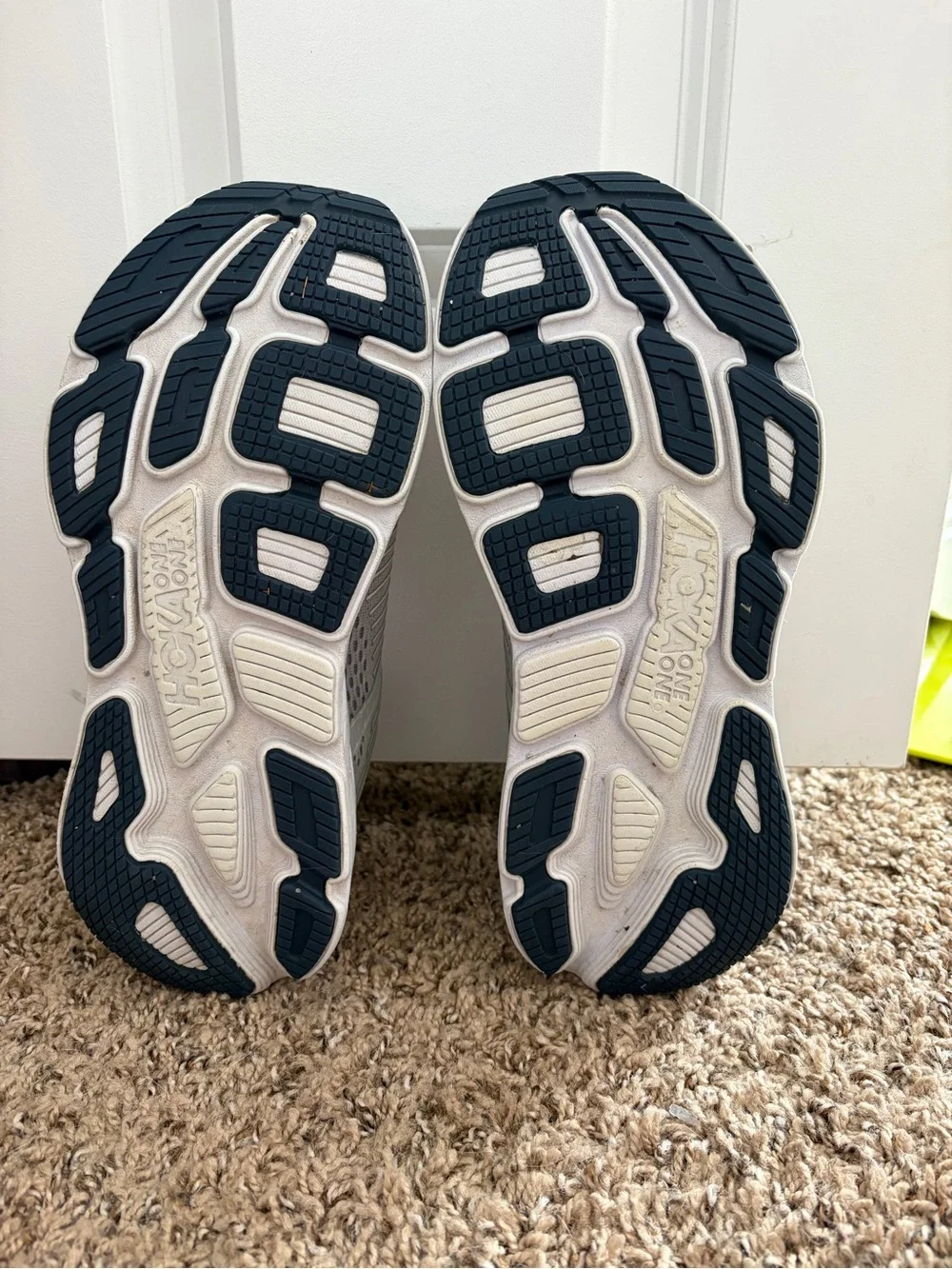 Hoka One One Women’s Light Gray & Navy with Orange Accents Running Shoes